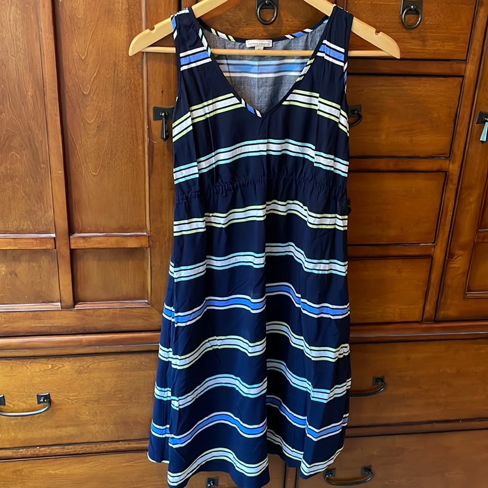 Gap maternity XS dress for summer navy blue Striped